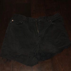 black jean shorts